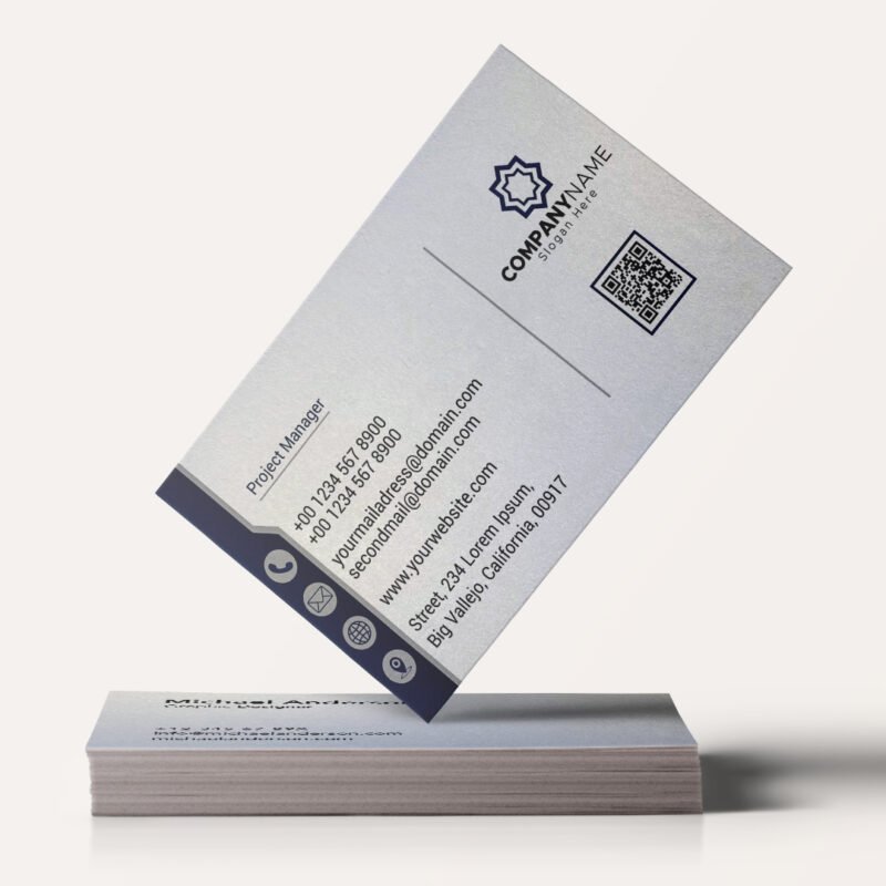 Business Cards on Metallic Board