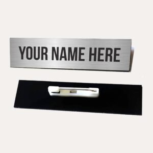 Engraved Silver Acrylic Badges