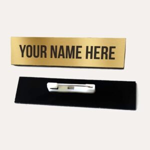 Engraved Gold Acrylic Badges